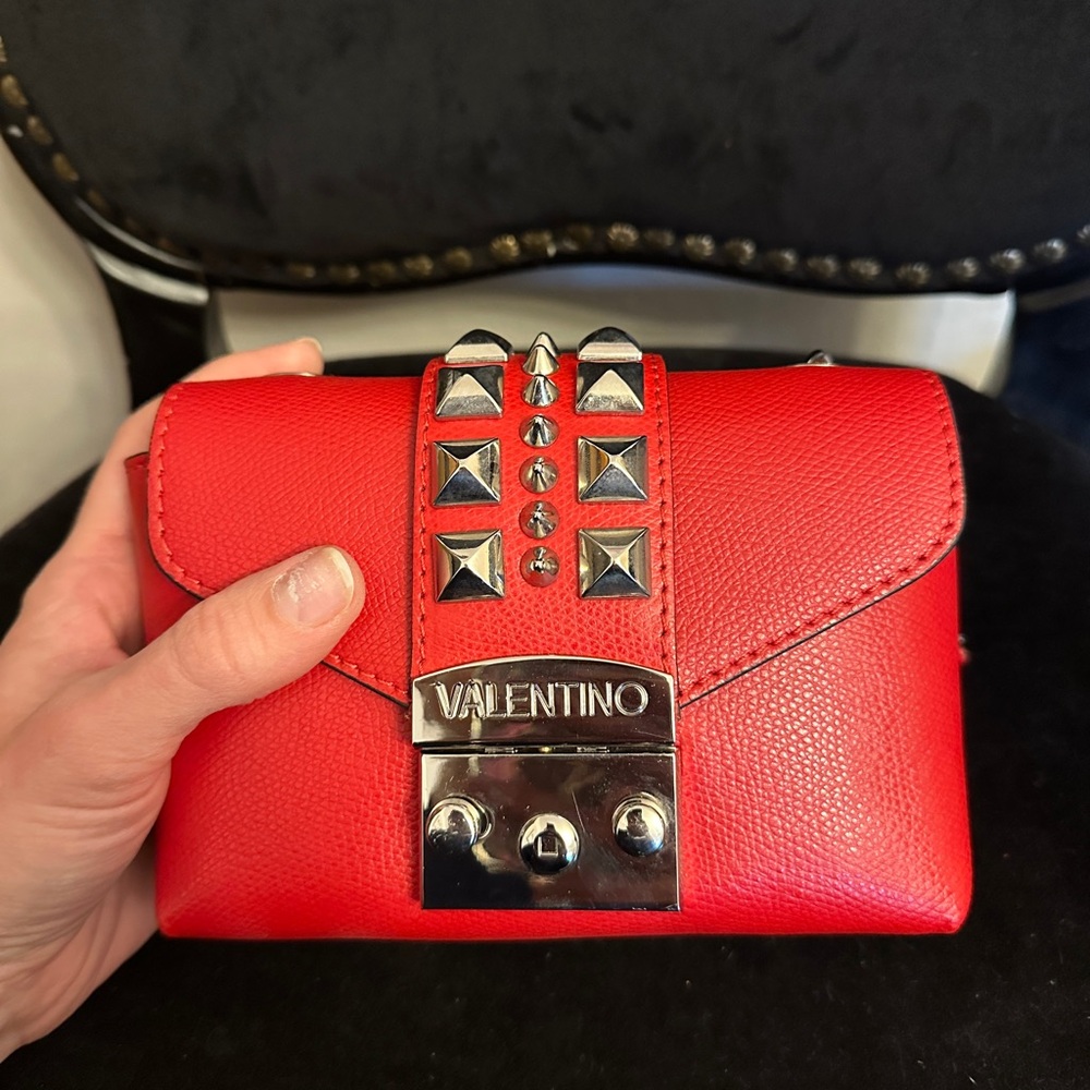 Valentino Red Studded Clutch